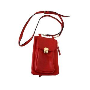 Red Leather Crossbody Wallet Purse phone Holder case 8x6x1.5 Handbag